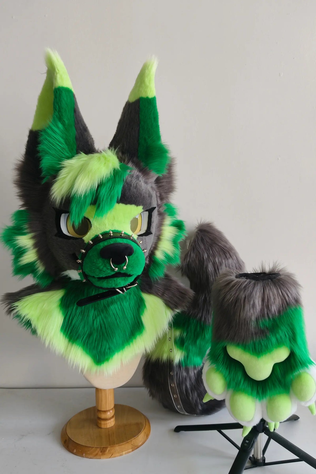 Gray-Green Puppy Partial Toony Fursuit