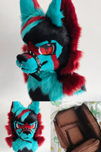 Cool Black-and-Blue Wolfdog Partial Toony Fursuit