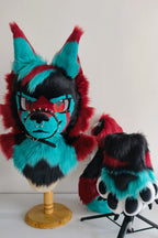 Cool Black-and-Blue Wolfdog Partial Toony Fursuit