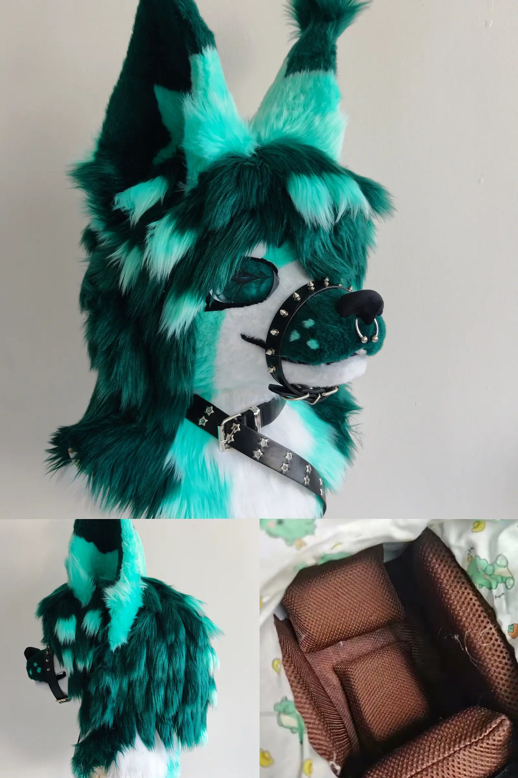 Green Long-Haired Puppy Partial Toony Fursuit