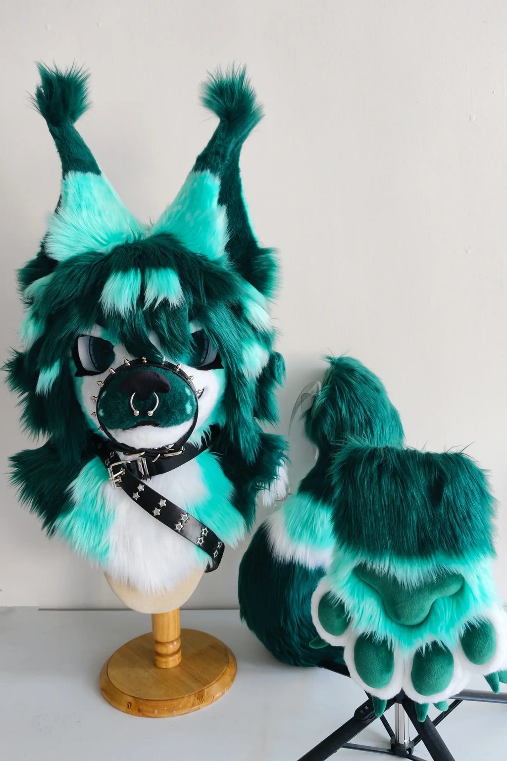Green Long-Haired Puppy Partial Toony Fursuit